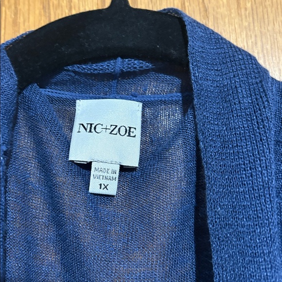 Nic + Zoe plus size 1X linen blend open front cardigan 3/4 sleeve minimalist - Picture 3 of 10